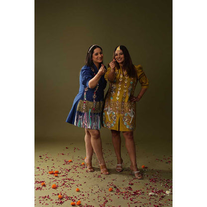 Arpita Sulakshana Mustard Handprinted Mini Dress