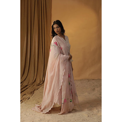 Arpita Sulakshana Baby Pink A-Line Kurta And Pant With Dupatta Set