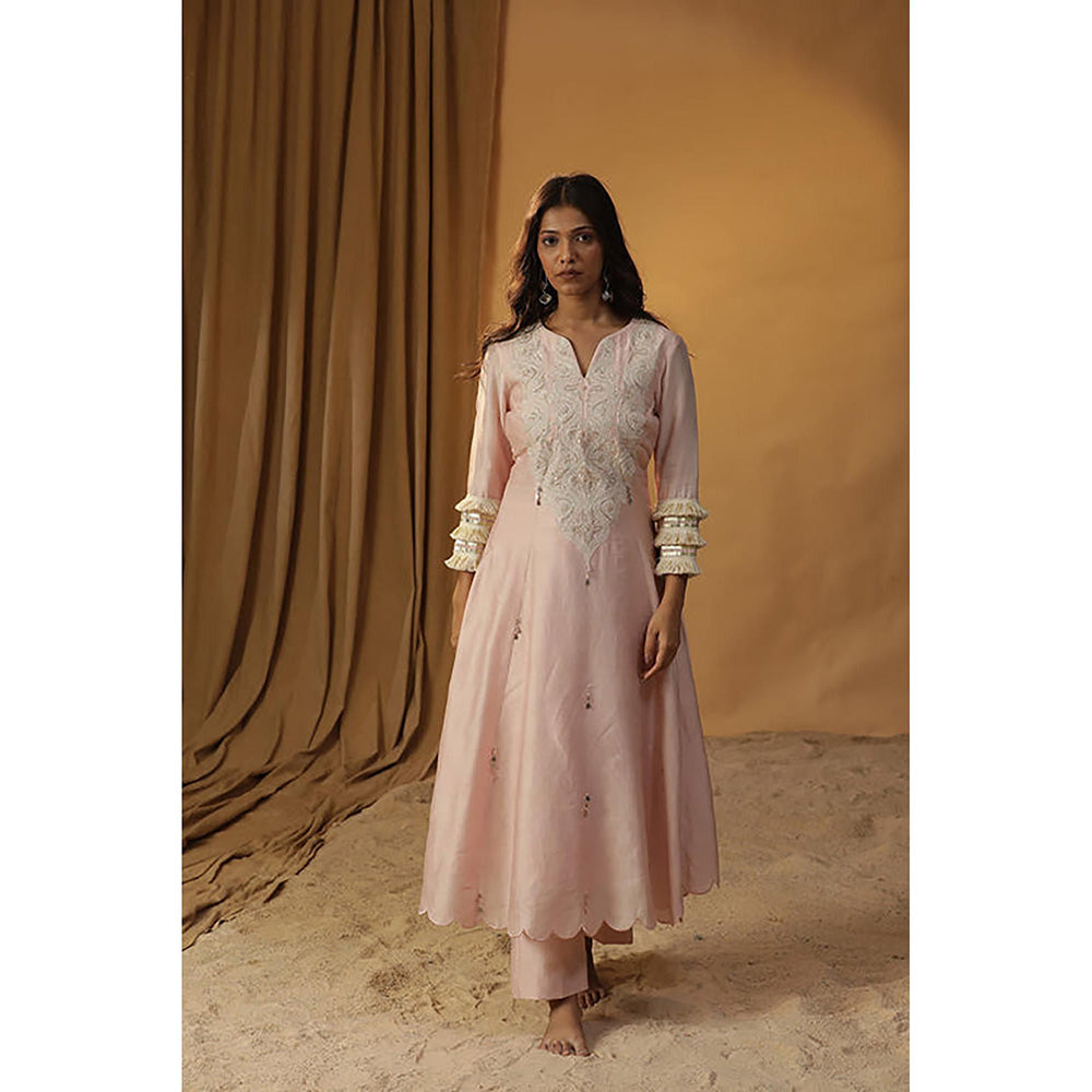 Arpita Sulakshana Baby Pink A-Line Kurta And Pant With Dupatta Set