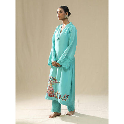 Arpita Sulakshana Sky Blue Hand Painted Kurta and Pants with Dupatta