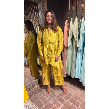 Arpita Sulakshana Skpr-04 Yellow Hand Painted Kurta with Pants