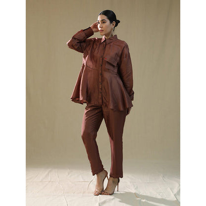 Arpita Sulakshana Brown Summer Silk Co-Ord Set