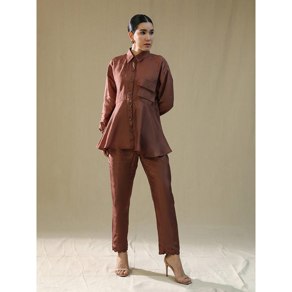 Arpita Sulakshana Brown Summer Silk Co-Ord Set