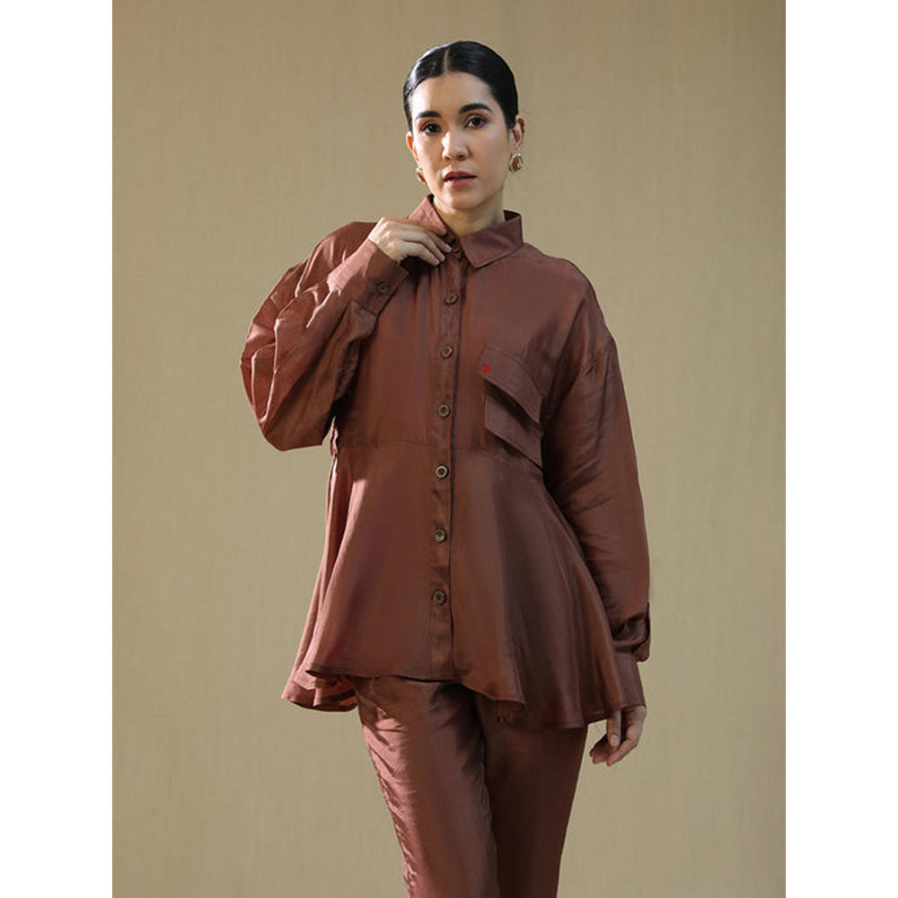 Arpita Sulakshana Brown Summer Silk Co-Ord Set