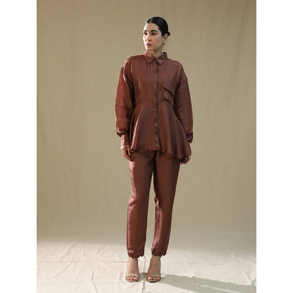 Arpita Sulakshana Brown Summer Silk Co-Ord Set