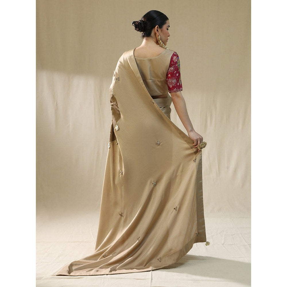 Arpita Sulakshana Golden Pre-Drape Saree with Unstitched Blouse