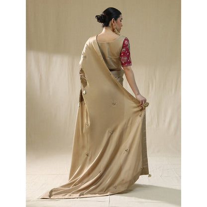 Arpita Sulakshana Golden Pre-Drape Saree with Unstitched Blouse