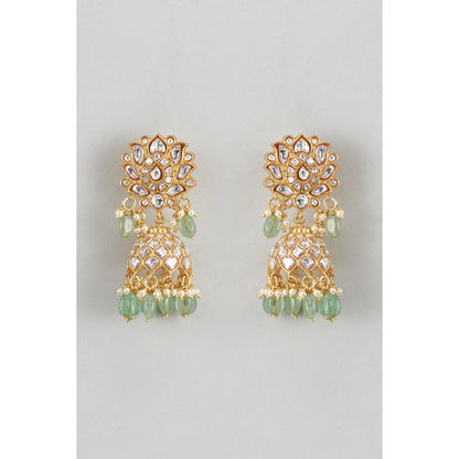 KARISA DESIGNS Chandrika Kundan Jhumkas with Pearls and Beads