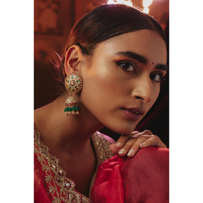 KARISA DESIGNS Phool Kundan Jhumkas with Pearls and Beads