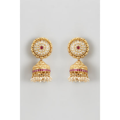 KARISA DESIGNS Adrika Nakshi Kundan Jhumkas and Pearls