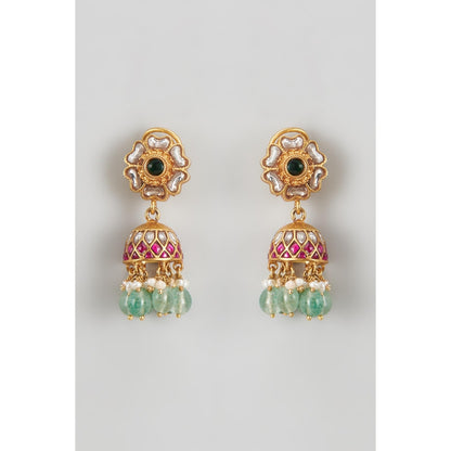 KARISA DESIGNS Sia Kundan Jhumkas with Pearls and Beads