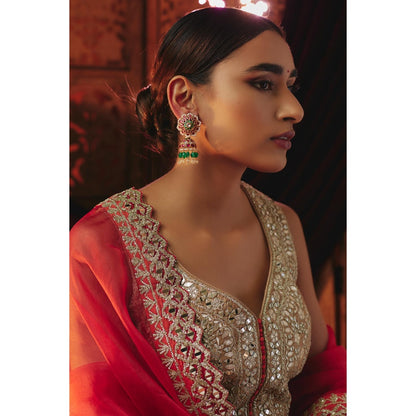 KARISA DESIGNS Apsara Kundan Jhumkas with Pearls and Beads
