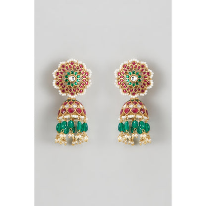 KARISA DESIGNS Apsara Kundan Jhumkas with Pearls and Beads