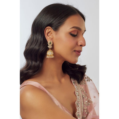 KARISA DESIGNS Meera Moissanite Jhumkas with Pearls