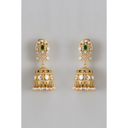 KARISA DESIGNS Meera Moissanite Jhumkas with Pearls