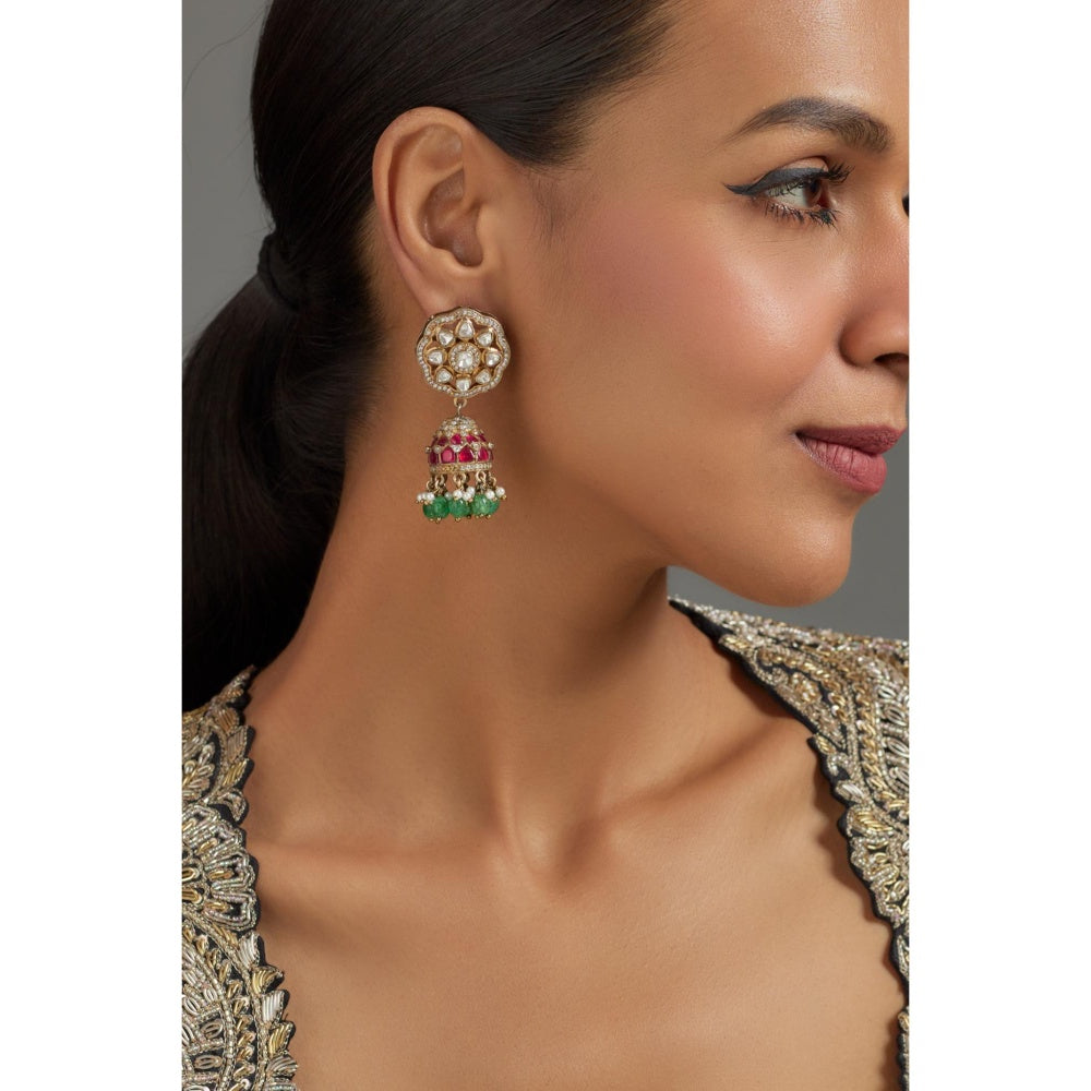 KARISA DESIGNS Serene Victorian Moissanite Jhumkas