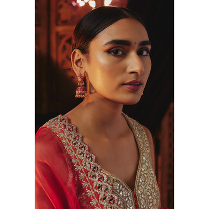 KARISA DESIGNS Loka Kundan Jhumkas with Beads