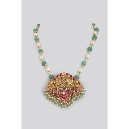 KARISA DESIGNS Gulnaz Kundan Pendent Necklace with Pearl Anad Beads
