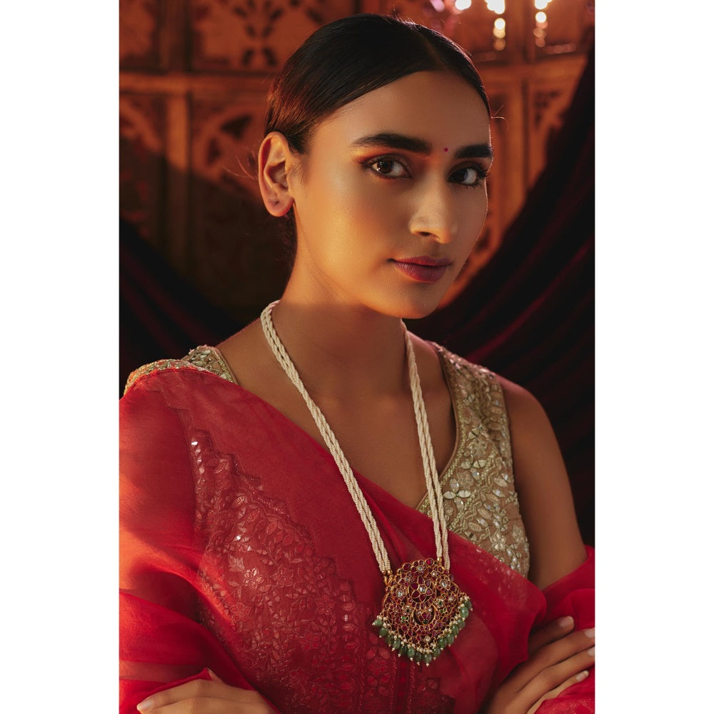 KARISA DESIGNS Barkha Kundan Pendent Necklace with Pearls and Beads