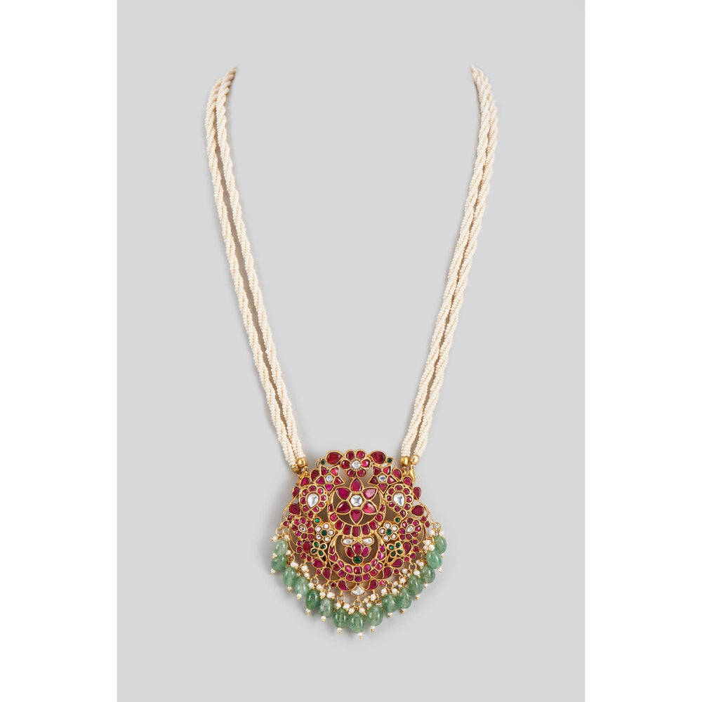 KARISA DESIGNS Barkha Kundan Pendent Necklace with Pearls and Beads