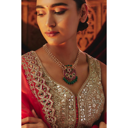 KARISA DESIGNS Fariyaz Kundan Pendent with Pearl Strings