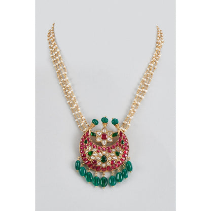 KARISA DESIGNS Fariyaz Kundan Pendent with Pearl Strings