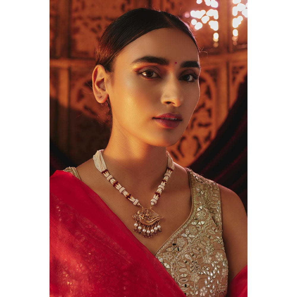 KARISA DESIGNS Temple Baithak Necklace with Pearls
