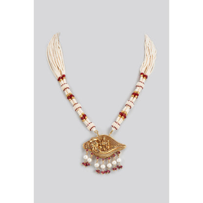 KARISA DESIGNS Temple Baithak Necklace with Pearls