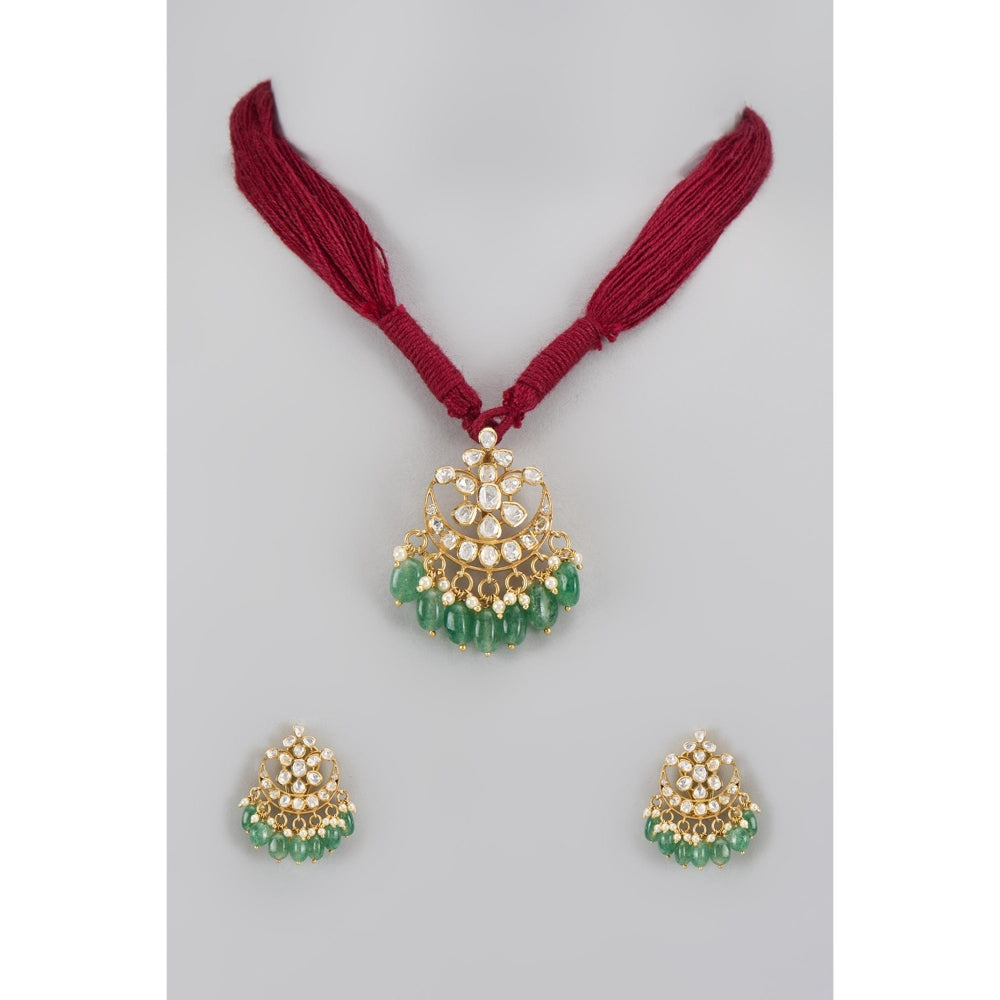 KARISA DESIGNS Yasha Moissanite Necklace Set with Green Beads