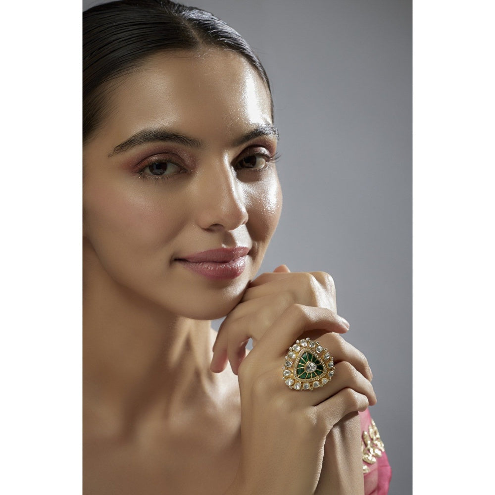 KARISA DESIGNS Almora Moissanite Green Ring