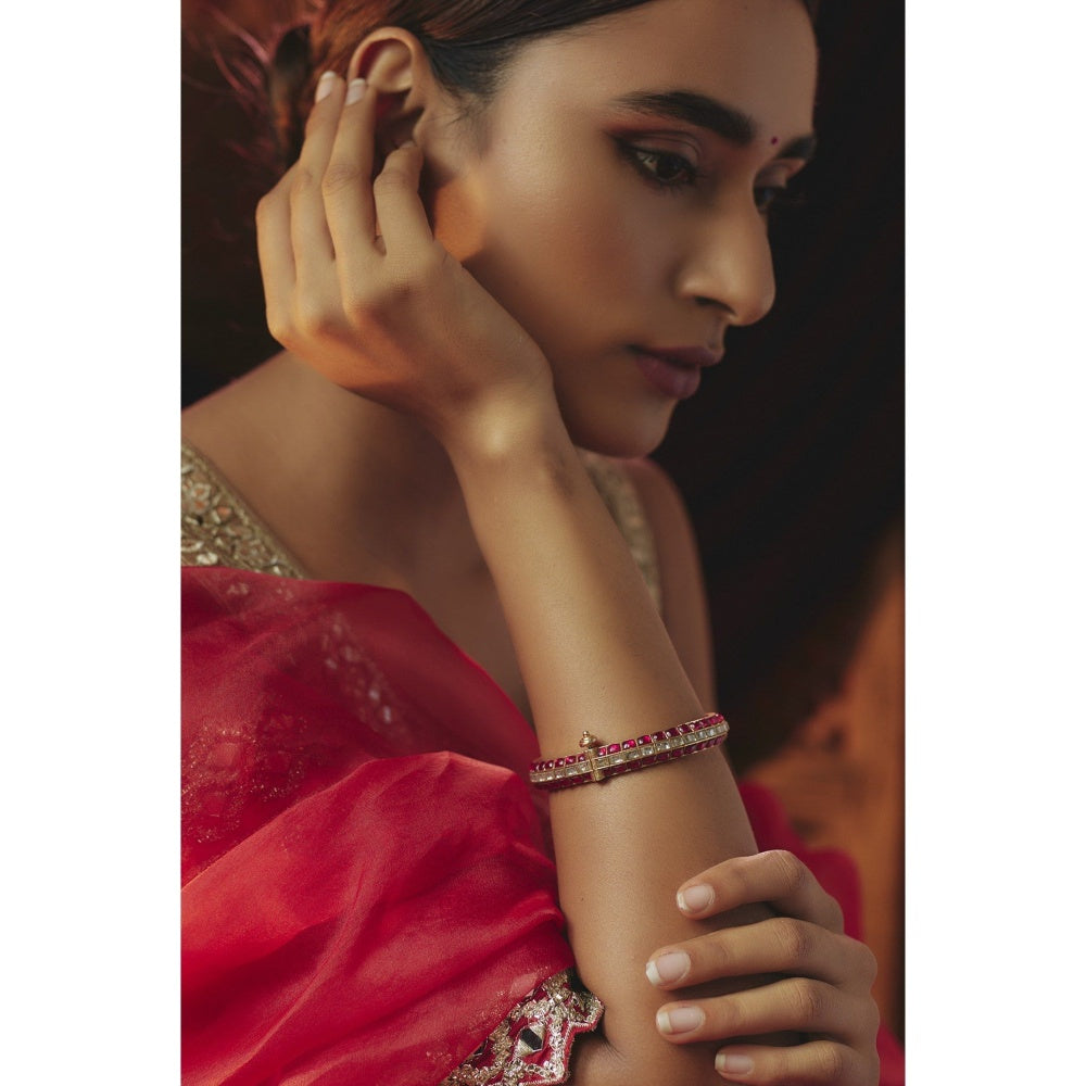 KARISA DESIGNS Purple Nandi Kundan Kada
