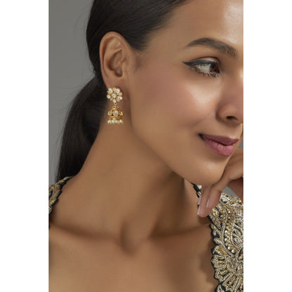 KARISA DESIGNS White Chandrika Moissanite Jhumkas