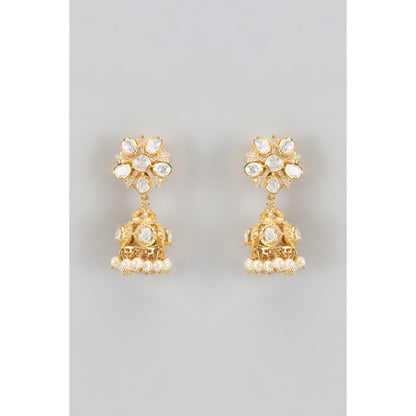 KARISA DESIGNS White Chandrika Moissanite Jhumkas