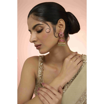 KARISA DESIGNS Purple Dharini Kundan Jhumkas