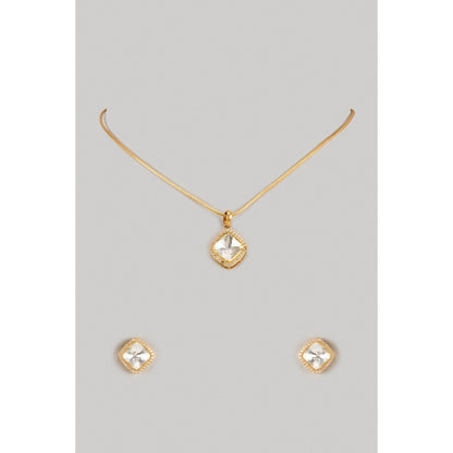 KARISA DESIGNS White Classic Anne Moissanite Necklace and Pair Of Earrings Set