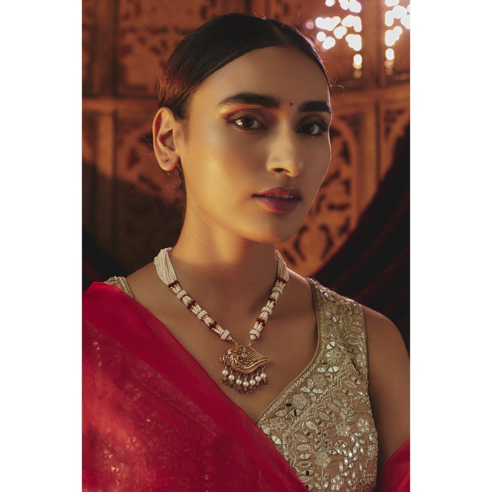 KARISA DESIGNS White Temple Baithak Pearl Necklace