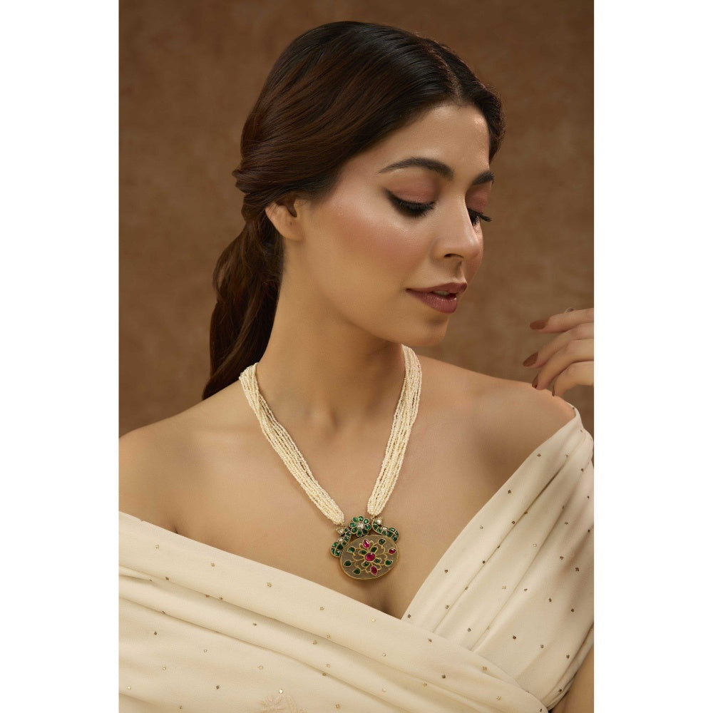KARISA DESIGNS Green Peri Peacock Necklace