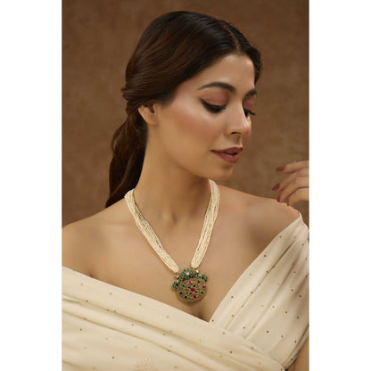 KARISA DESIGNS Green Peri Peacock Necklace