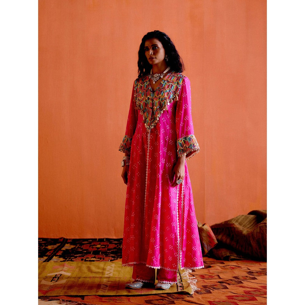 Karishma Khanduja Mushtaq Pink Embellished Kurta with Pant (Set of 2)