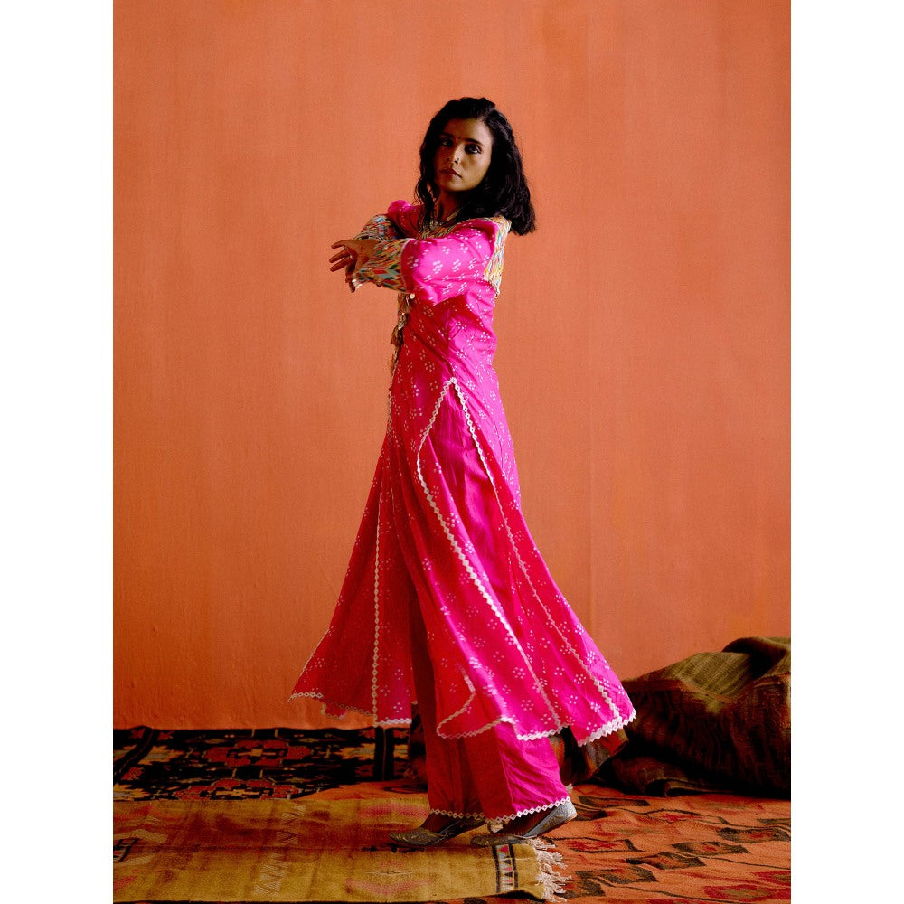 Karishma Khanduja Mushtaq Pink Embellished Kurta with Pant (Set of 2)