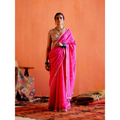 Karishma Khanduja Mushtaq Pink Tassels Saree with Petticoat