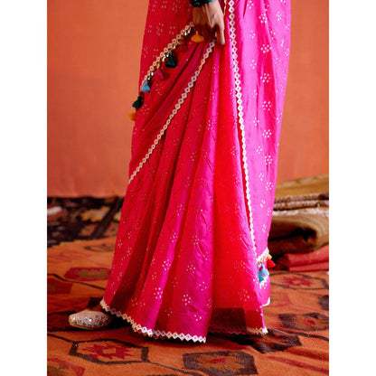 Karishma Khanduja Mushtaq Pink Tassels Saree with Petticoat