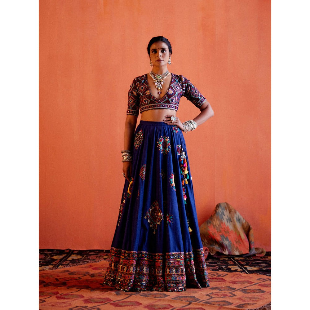 Karishma Khanduja Mustafa Blue Embellished Skirt