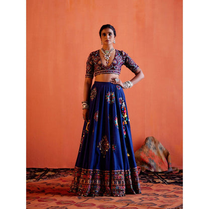 Karishma Khanduja Mustafa Blue Embellished Skirt