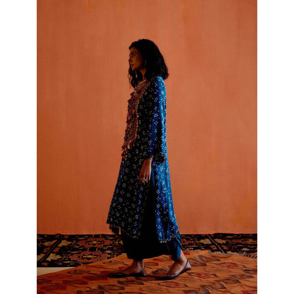 Karishma Khanduja Mustafa Blue Mirror Work Kurta with Dhoti (Set of 2)