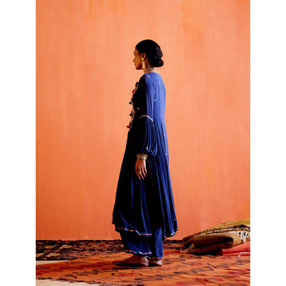 Karishma Khanduja Arshad Blue Embellished Tassels Kurta with Pant (Set of 2)