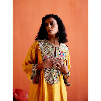 Karishma Khanduja Arshad Yellow Embellished Kurta with Salwar (Set of 2)