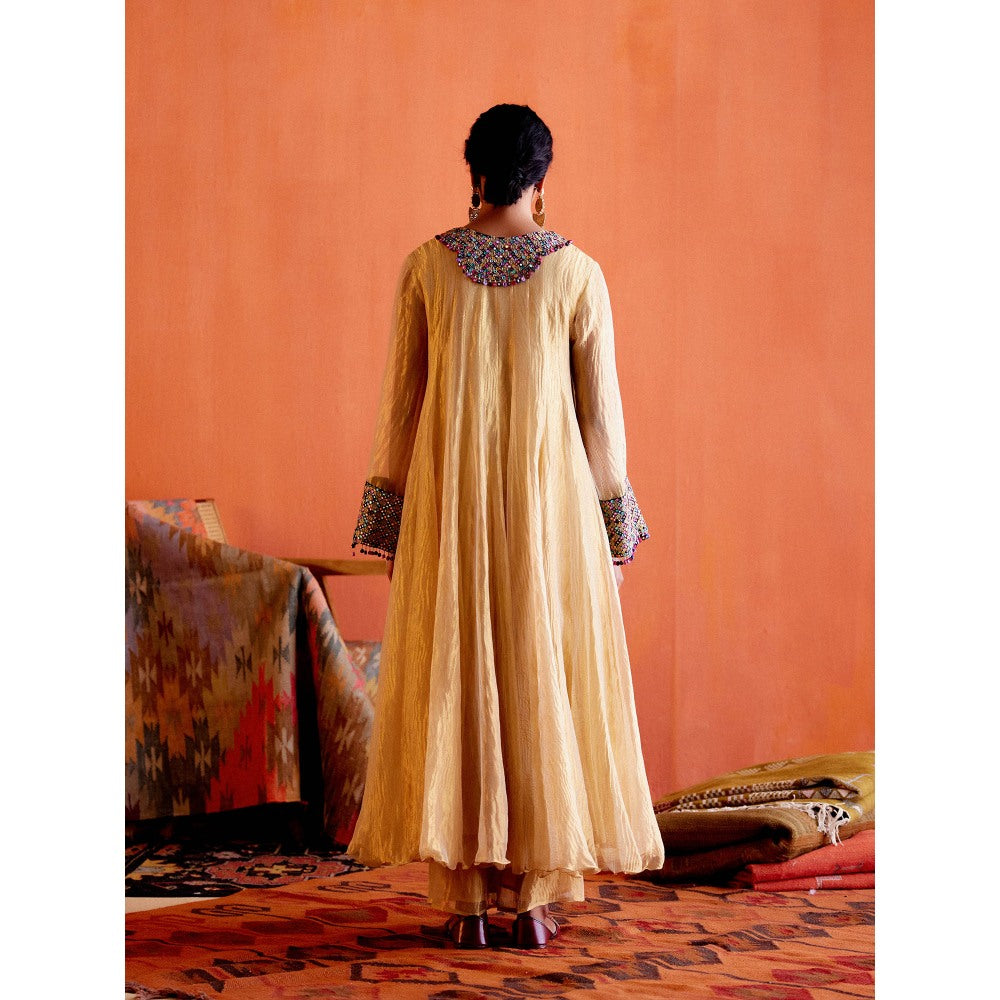 Karishma Khanduja Haseen Beige Embellished Anarkali with Pant (Set of 2)