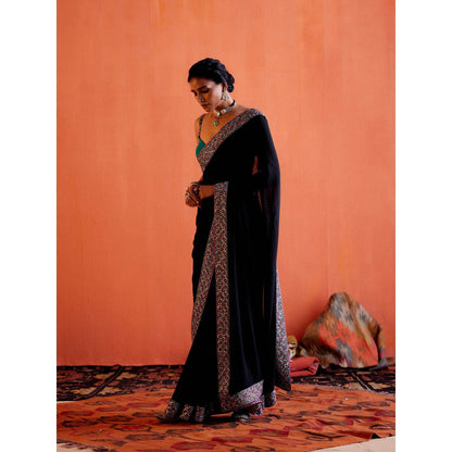 Karishma Khanduja Haseen Black Saree with Petticoat and Stitched Dupatta