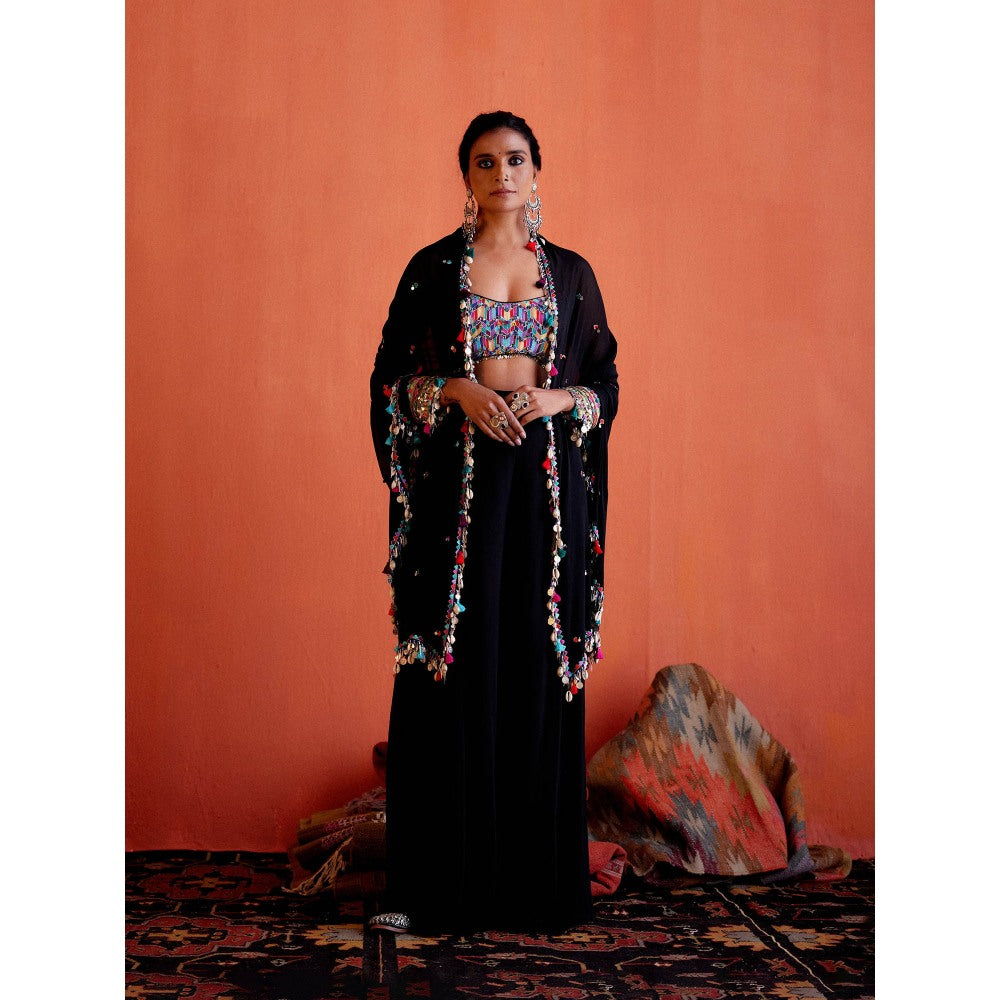 Karishma Khanduja Arshad Black Tassels Cape